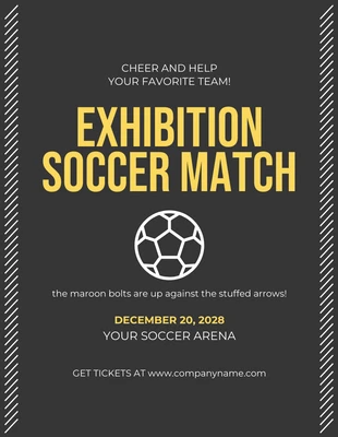 Free  Template: Poster della partita di calcio di mostra geometrica semplice grigio scuro e giallo