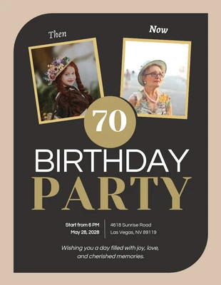 Free  Template: Invito di compleanno vintage pastello per il 70esimo compleanno