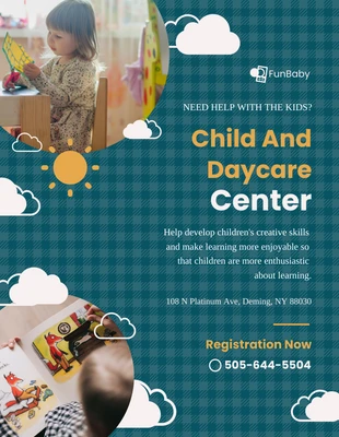 Free  Template: Green And Yellow Sky Daycare Flyer