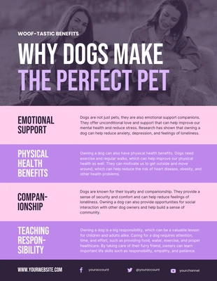 Free  Template: Infográfico rosa pastel roxo sobre pôsteres de cães