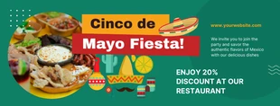 Free  Template: Bandiera verde del ristorante promozionale di Cinco De Mayo