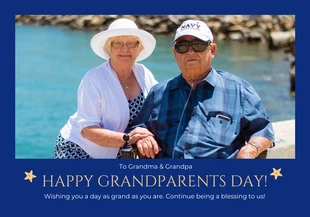 Free  Template: Blue Minimalist Happy Grandparents Day Card