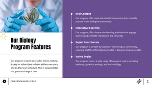 Green and Purple Biology Program Education Presentation - Página 2