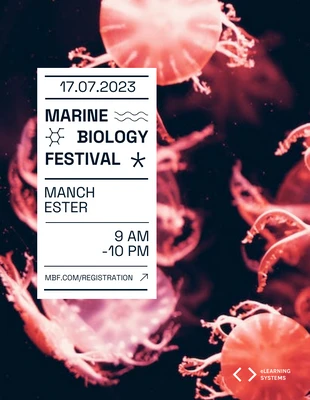 Free  Template: ملصق مهرجان الأحياء البحرية الداكن والأحمر