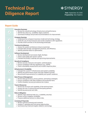 Free interactive Template: Vorlage für einen technischen Due-Diligence-Bericht