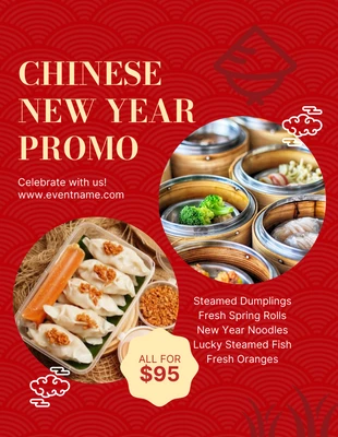 Free  Template: Poster promozionale del Capodanno cinese con texture classica rossa