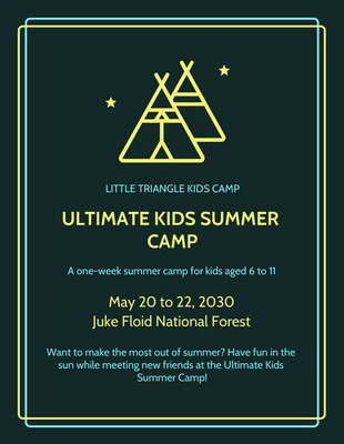 Dark Green Minimalist Summer Camp Flyer