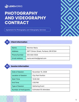 business  Template: Photography And Videography Contract