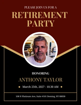 Free  Template: Black And Red Retirement Announcement Flyer