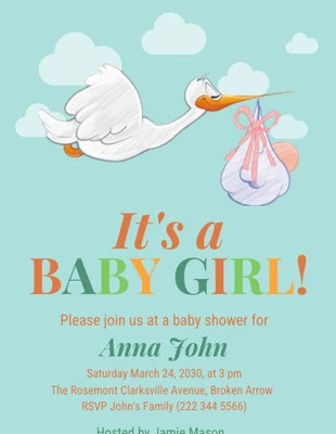 Free  Template: Convite para bebê menina
