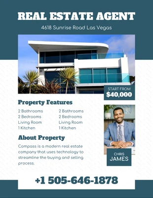 Free  Template: White Modern Real Estate Agent Flyer