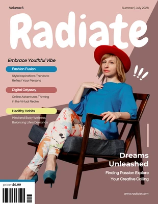 Free  Template: Magazine pour adolescents aux couleurs douces et amusantes vintage