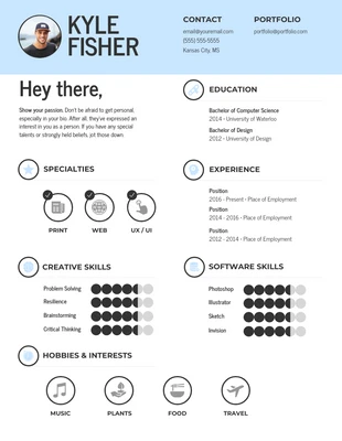 premium  Template: Infografiche Blu per il curriculum