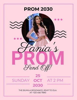 Free  Template: Baby Pink Modern Prom Send-Off Flyer