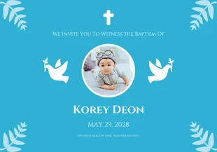 Free  Template: Blaue und weiße einfache Taufe Karte
