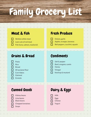 premium  Template: Pastel Family Grocery List