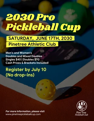 Free Template: Vorlage für einen Flyer zum Pickleball-Turnier