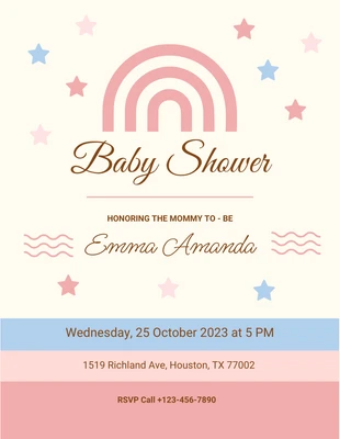 Free  Template: Giallo chiaro illustrazione moderna Baby Shower Flyer