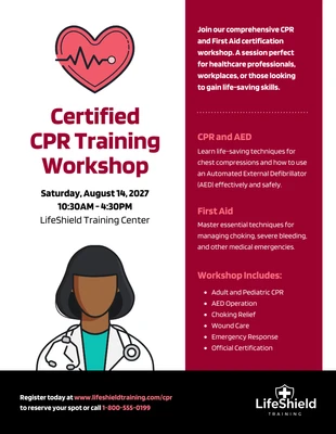 Free  Template: CPR Training Flyer Template