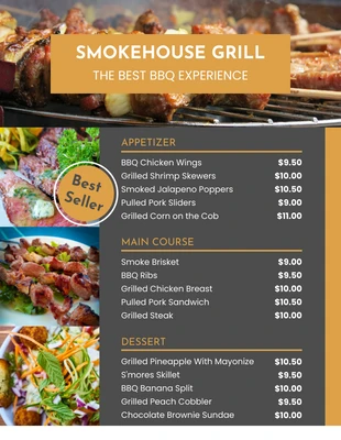 Free  Template: Black And Orange Collages BBQ Menu