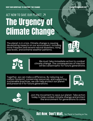 Free  Template: ملصق تغير المناخ باللونين الأخضر والأسود