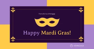 Free  Template: Publicación de Facebook de Mardi Gras de máscara amarilla