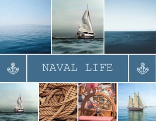 premium  Template: Colagem de fotos de veleiro azul