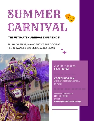 Free  Template: Modèle d'affiche du carnaval d'été violet