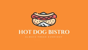 Free  Template: Orange minimalistische Illustration Hotdog-Restaurant-Visitenkarte