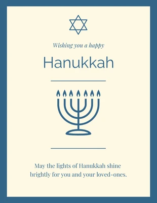 Free  Template: Tarjeta azul de Hanukkah