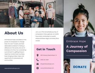 premium  Template: Navy Blue and Pink Charity Tri Fold Brochure