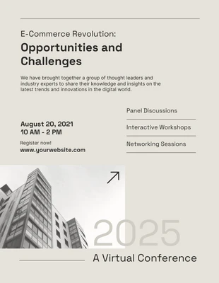 Free  Template: Poster per conferenze aziendali minimalista beige