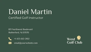 White Minimalist Golf Instructor Business Card - Page 2
