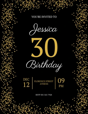 Free  Template: Dark Gold 30th Birthday Party