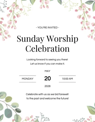 Free  Template: Invitación a la iglesia de flores blancas