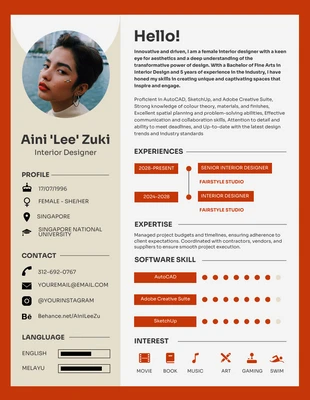 Free  Template: Red and Cream Simple Infographic Resume