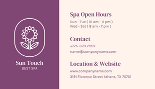 Free  Template: Carte De Visite Rendez-vous au spa esthétique minimaliste violet foncé et beige