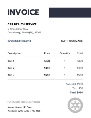 premium  Template: Simple Car Service Invoice