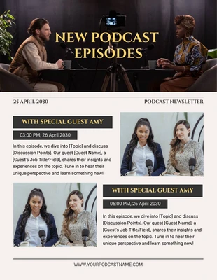 Free  Template: Broken White Yellow And Black Modern Professional Podcast Episode Email Newsletter