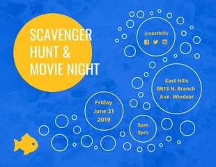 Free  Template: Folheto do evento "Scavenger Hunt & Movie Night