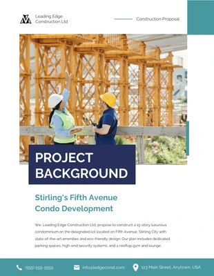 Free  Template: Teal Green And Blue Construction Proposal