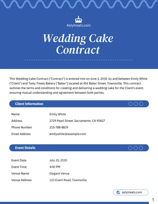 Free  Template: Wedding Cake Contract Template