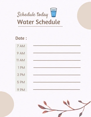 Free  Template: Schedule  Simple Water Tracker Template