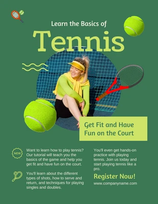 Free  Template: Flyer vert pour le tennis moderne