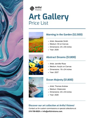 premium  Template: Art Gallery Price List Template