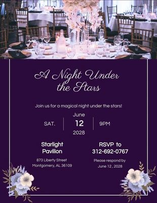 Free  Template: Dark Purple Banquet Invitation