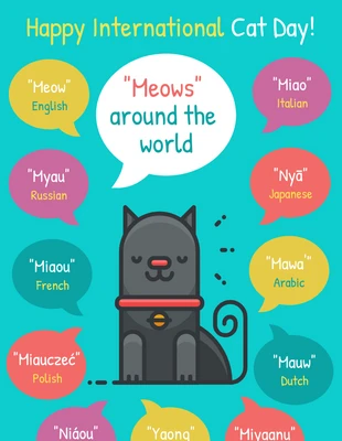 Free  Template: Post Pinterest per la Giornata del gatto vibrante