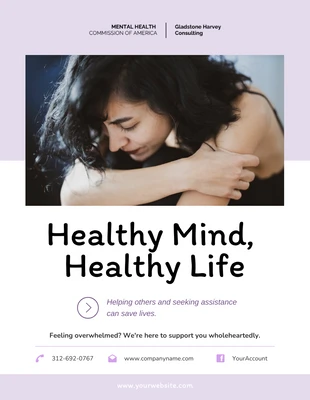 Free  Template: Pôster roxo suave de apoio à saúde mental