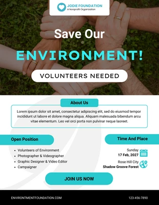 Free  Template: Campagne de volontariat vert blanc moderne pour l'environnement