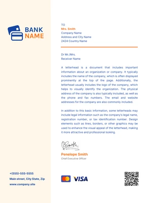 Free  Template: Light Yellow And White Simple Bank Letterhead Template
